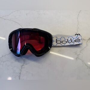 Bolle Junior Black Frame Ski Goggles with Red Lens and White Strap